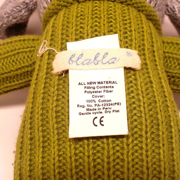 Blabla Hercule Elephant Plush Cotton Doll Stuffed Animal Hand Knit 14" Peru - Picture 4 of 7